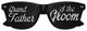 Black wedding party sunglasses labeled "Grandfather of the Groom" by Funglasses, with bold white text on the lenses.