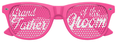 Grandfather of the groom wedding party sunglasses by Funglasses, pink tinted lenses with classic frame.