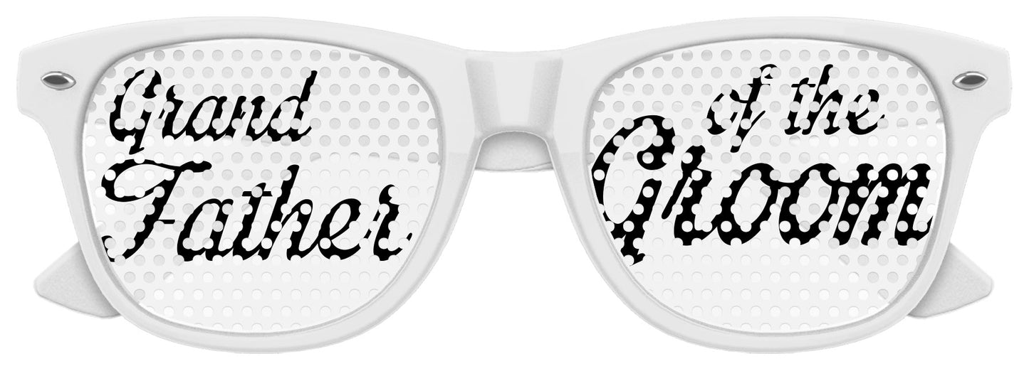 Funglasses Grandfather of the Groom wedding party sunglasses in white, stylish eyewear for special wedding occasions