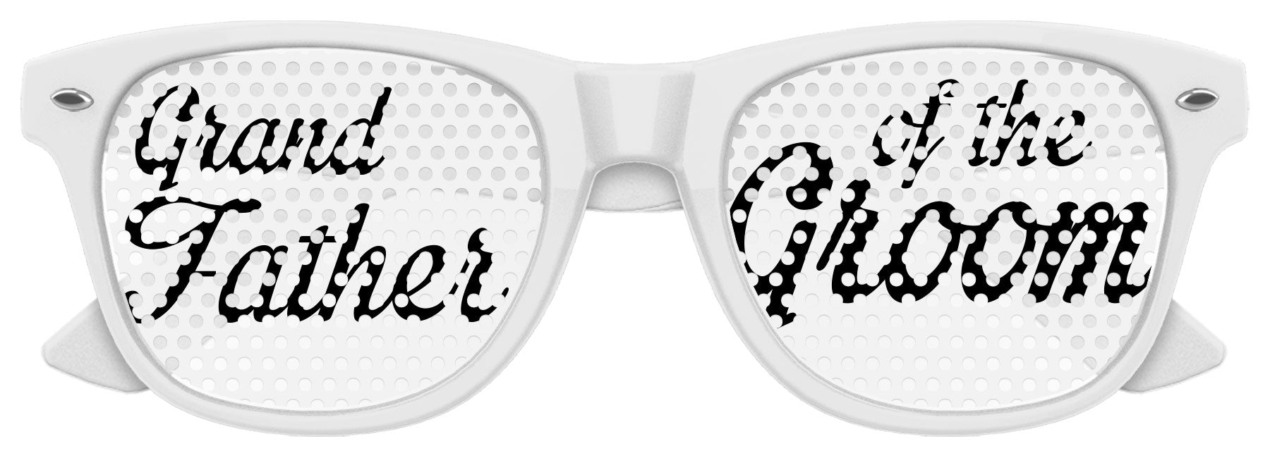 Funglasses Grandfather of the Groom wedding party sunglasses in white, stylish eyewear for special wedding occasions