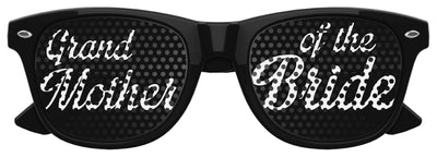 Black grandmother of the bride wedding party sunglasses by Funglasses, featuring stylish frame and tinted lenses for special occasions.