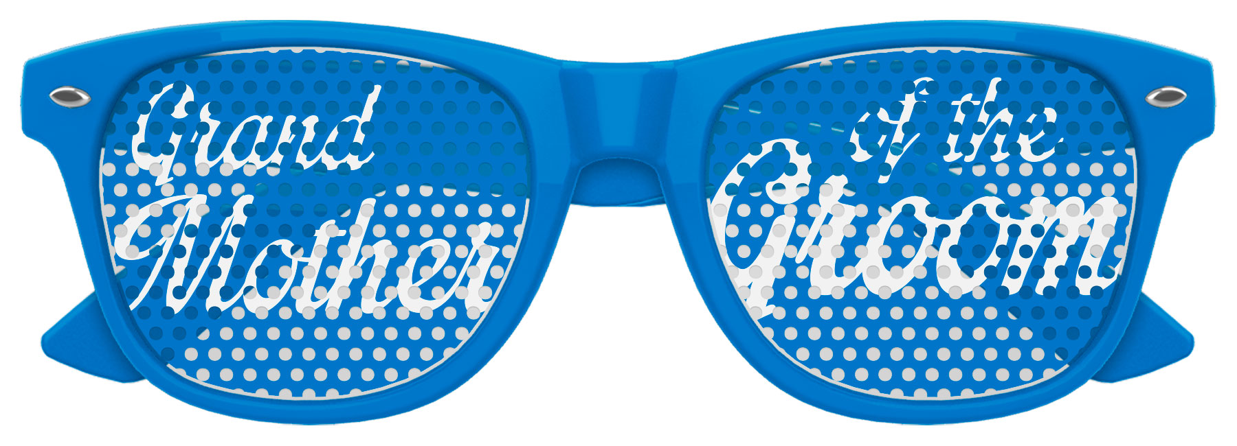 Grandmother of the groom wearing blue Funglasses wedding party sunglasses, stylish eyewear for wedding celebrations