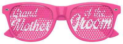 Pink wedding party sunglasses for grandmother of the groom by Funglasses, stylish eyewear with decorative details.