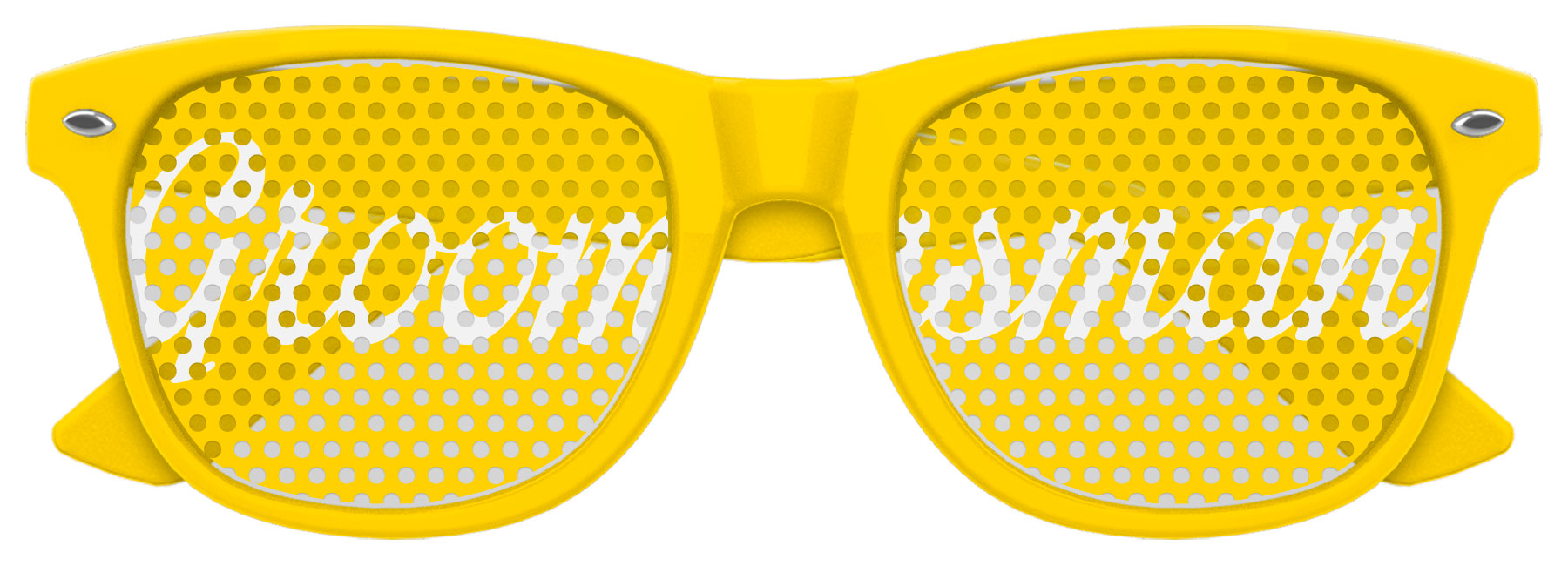 Funglasses GROOMSMAN wedding party sunglasses in bright yellow with dark lenses, stylish and suitable for formal events