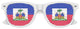 Funglasses with Haiti flag design for World Cup party, white frames, and colorful Haitian flag accents on the lenses.
