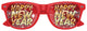 Funglasses Happy New Year party sunglasses in red with festive design for celebrating the New Year.
