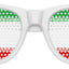Funglasses with Iran flag design for World Cup parties, featuring white frames and patriotic flag print.
