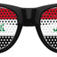 Black Iraq flag sunglasses by Funglasses, World Cup party eyewear with Iraqi flag design and UV protection.