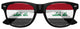 Black Iraq flag sunglasses by Funglasses, World Cup party eyewear with Iraqi flag design and UV protection.
