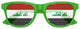 Funglasses featuring the Iraq flag design, green and white colors, shaped for a World Cup party, with tinted lenses.