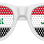 Funglasses with Iraq flag design, white sports sunglasses for World Cup parties, featuring bold Iraq flag graphics on the frame.