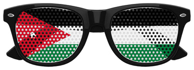 Black Jordan Flag World Cup Party sunglasses with bold logo design by Funglasses, featuring UV protection and stylish sports eyewear.