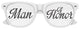 Funglasses Man of Honor wedding party sunglasses in white with black lenses, stylish accessory for wedding celebrations