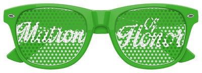 Green Funglasses Matron of Honor wedding party sunglasses with custom logo and stylish design, perfect for bridal events.