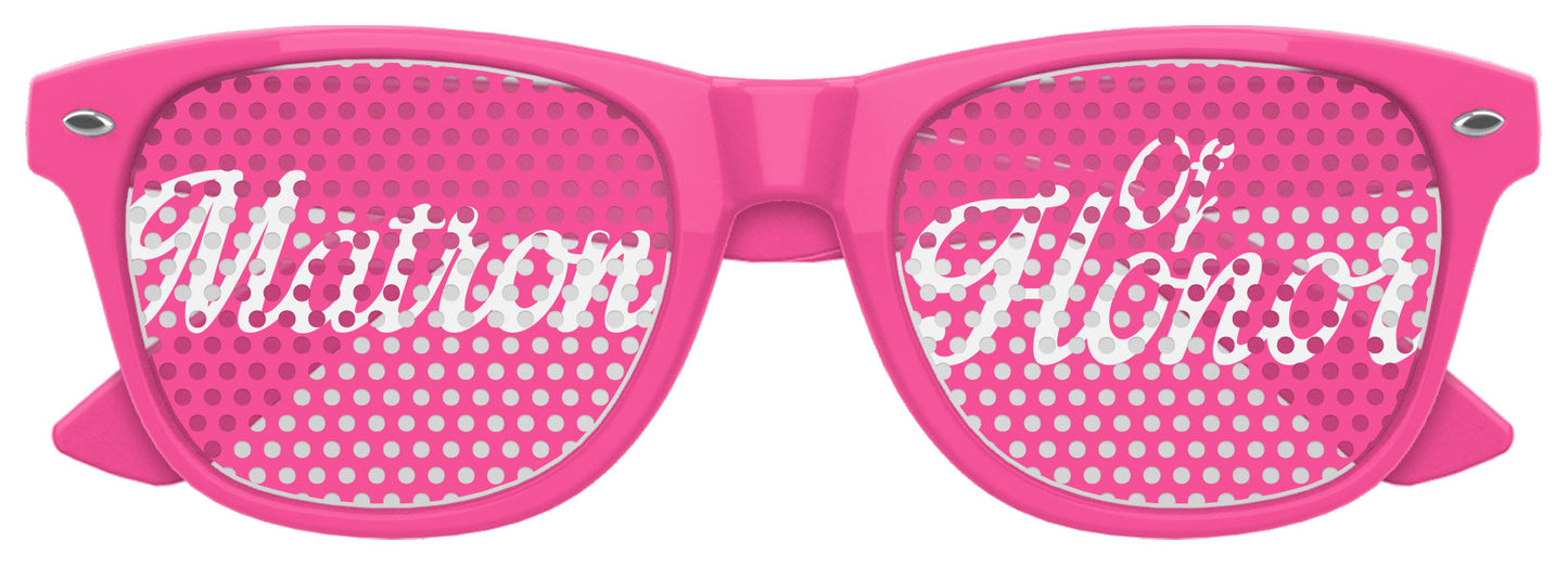 Pink Matron of Honor sunglasses from Funglasses, stylish eyewear for wedding party celebrations.