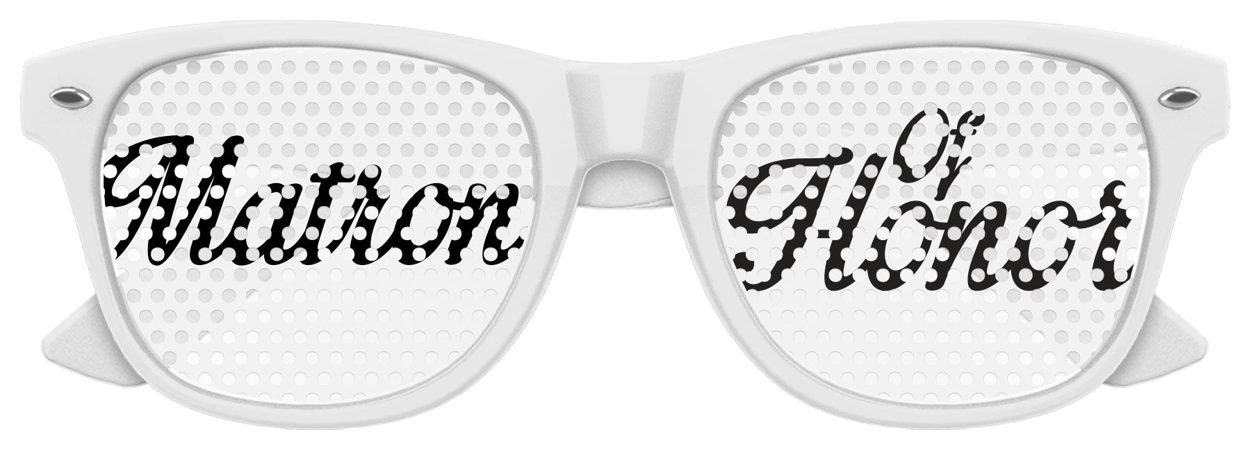 Funglasses Matron of Honor wedding party sunglasses in white with stylish frame, perfect for bridesmaids or wedding celebrations