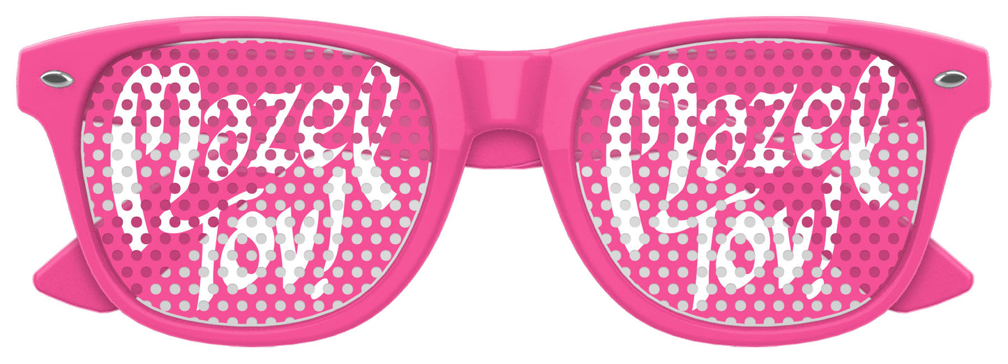 Pink Funglasses MAZEL TOV wedding party sunglasses with stylish frame and tinted lenses, perfect for celebrations and special occasions.