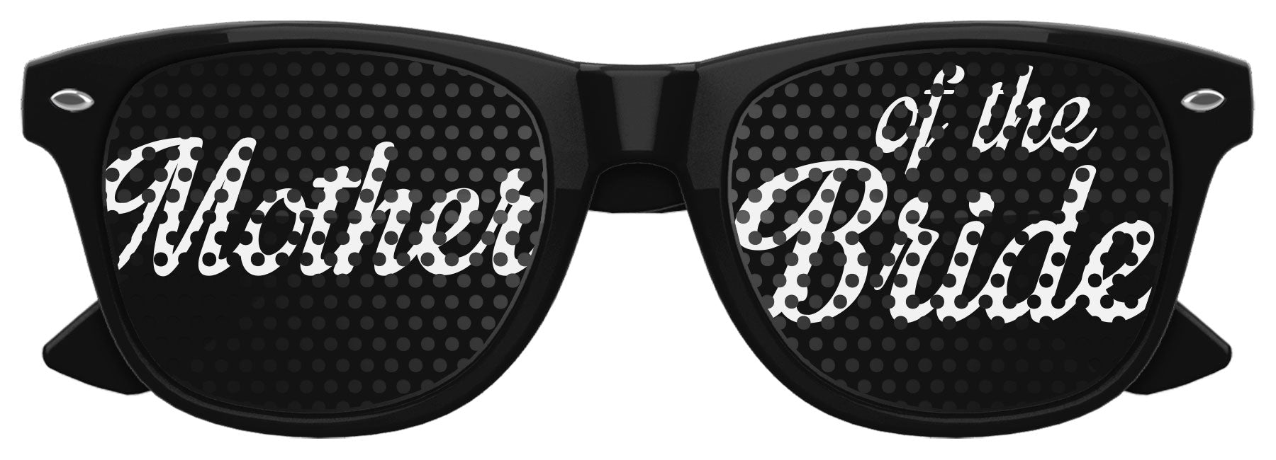 Black mother of the bride wedding party sunglasses by Funglasses, stylish eyewear for special wedding occasions.