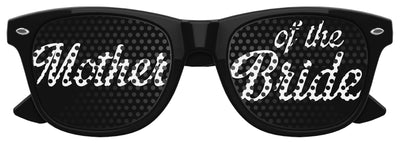 Funglasses mother of the bride wedding party sunglasses with black frames and tinted lenses, stylish eyewear for special occasions