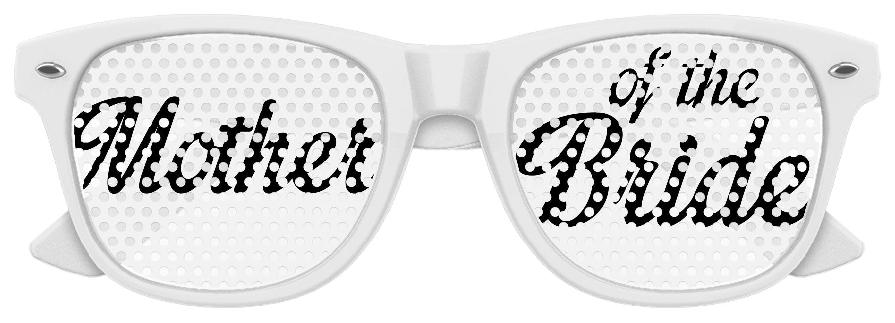 Funglasses mother of the bride wedding party sunglasses in white with stylish design and UV protection for special occasions.