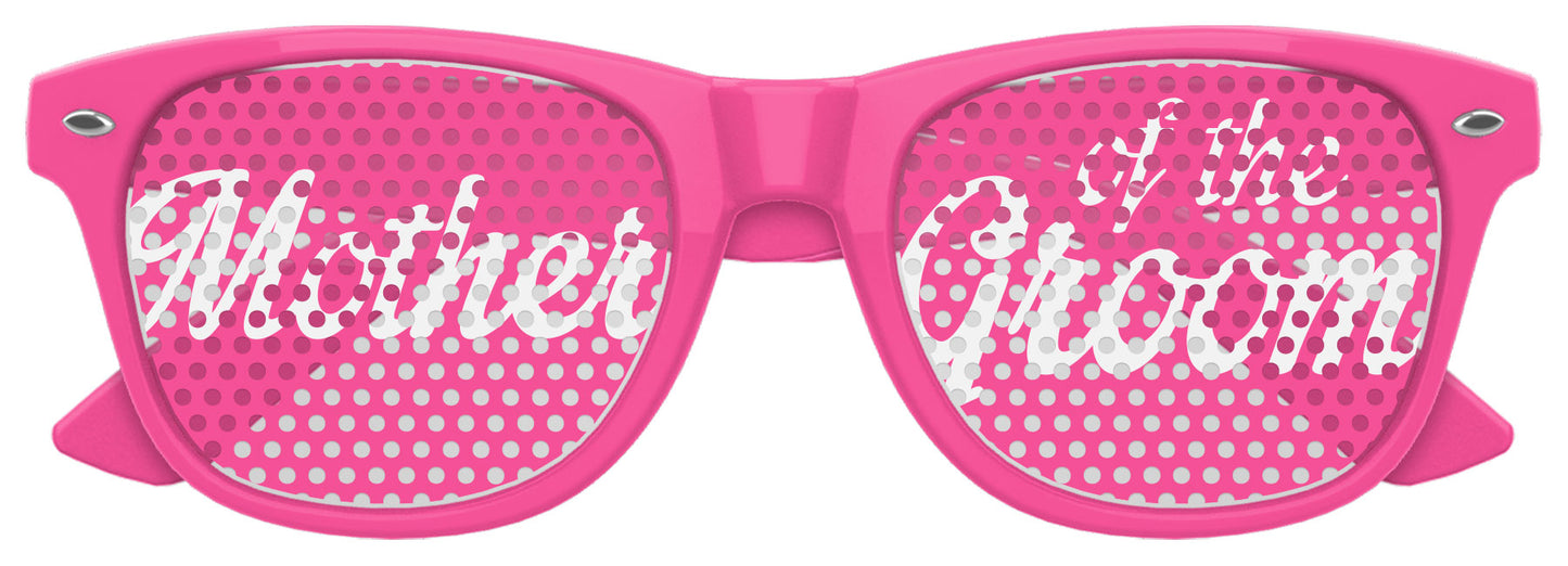 Pink mother of the groom wedding party sunglasses by Funglasses, stylish eyewear for special wedding occasions.