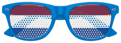 Blue Netherlands flag themed sunglasses by Funglasses, perfect for World Cup parties and celebrating Oranje fans.