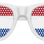 Funglasses with Netherlands flag design for World Cup party, featuring white frames and Netherlands flag motif on the lenses.