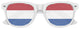 Funglasses with Netherlands flag design for World Cup party, featuring white frames and Dutch flag patterns on the lenses.