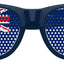 Funglasses with New Zealand flag design, blue frame, and UV protection for World Cup party fans.