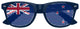 Funglasses with New Zealand flag design for World Cup party, navy blue frame, and patriotic themed sunglass lenses.