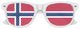 Funglasses Norway flag World Cup party sunglasses with white frame and Norwegian flag design on the lenses.