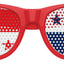 Funglasses Panama flag-themed sunglasses for World Cup party, featuring red design and patriotic flag details.