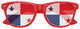 Funglasses with Panama flag design, red frame and lenses, perfect for World Cup parties and supporting Panama team.