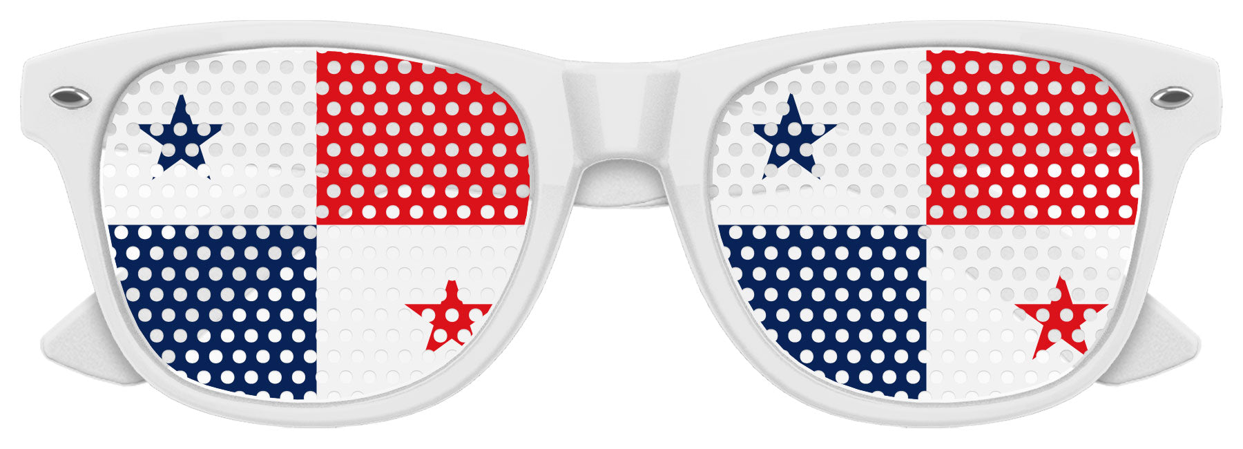 Funglasses Panama flag World Cup party sunglasses with white frames and Panama flag design, perfect for sports events.