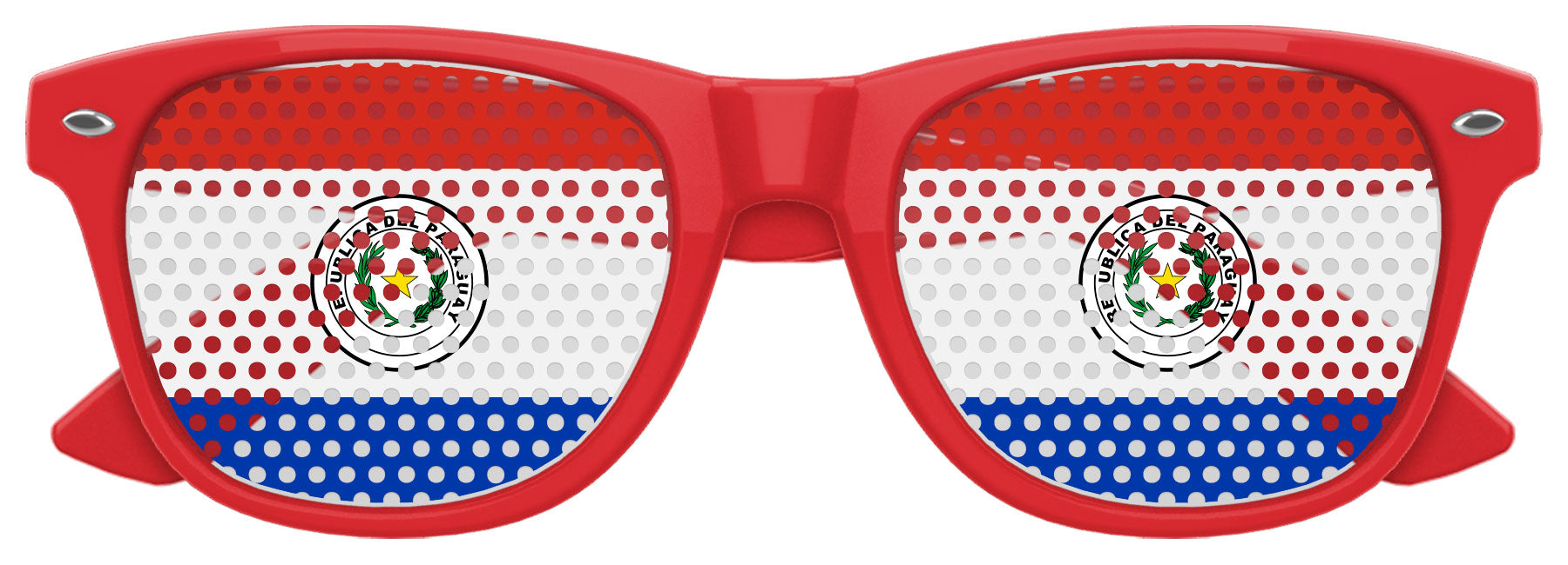 Funglasses Paraguay flag sunglasses with red and blue colors, featuring Paraguay national flag design for World Cup celebrations