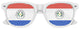 Funglasses Paraguay flag World Cup party sunglasses with white frame and Paraguayan flag design on the lenses.