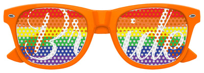 Rainbow Pride Bride wedding party sunglasses by Funglasses, featuring colorful rainbow lenses and stylish design for celebrations.