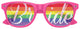 Rainbow Pride Bride wedding party sunglasses with pink frames and rainbow lenses, designed by Funglasses for celebration and style.