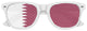 White Qatar flag-themed sunglasses by Funglasses for World Cup parties, featuring bold Qatar flag designs on the frames.