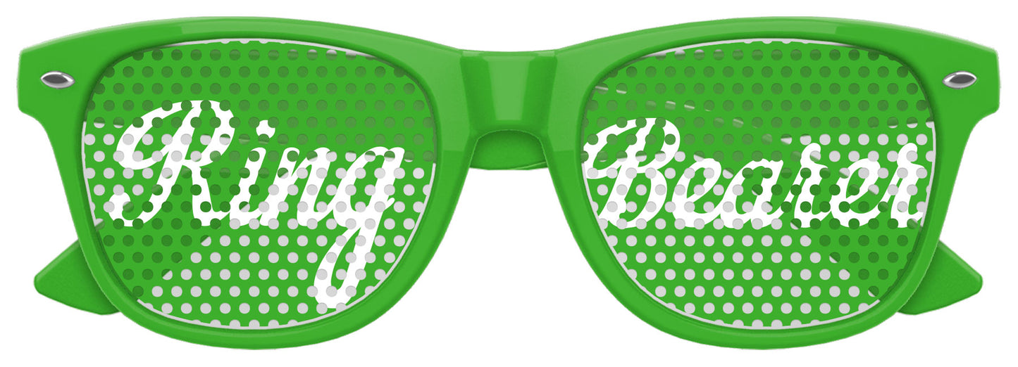 Funglasses ring bearer wedding party sunglasses in bright green with playful design, perfect for special wedding moments.