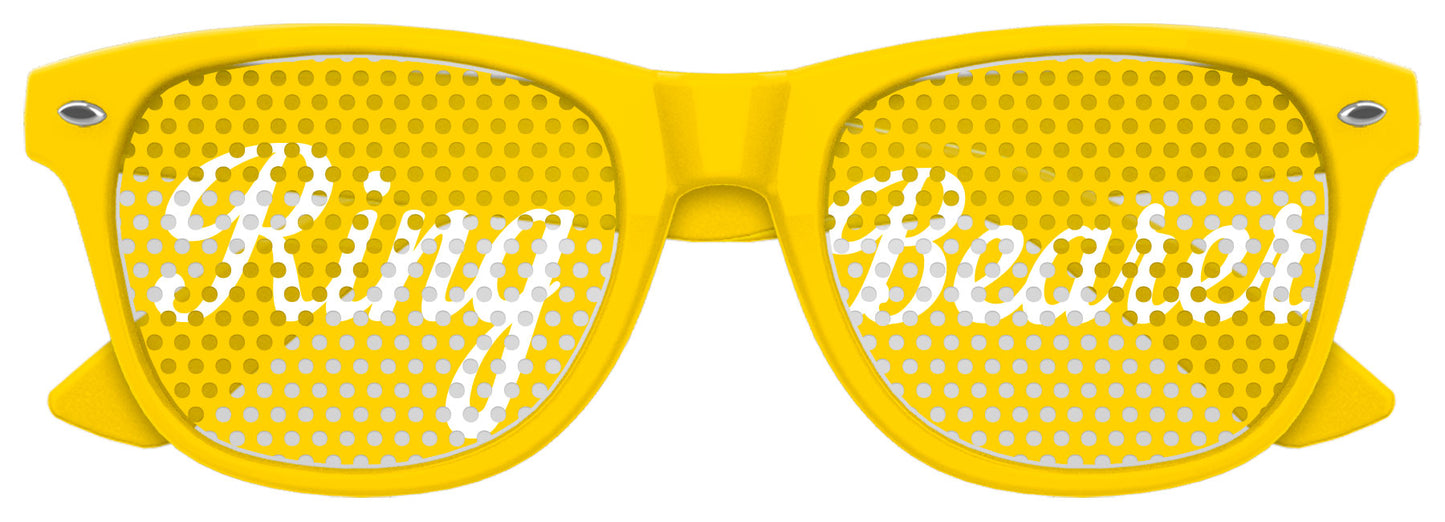 Funglasses ring bearer wedding party sunglasses in yellow with fun, playful design for special occasion accessories.