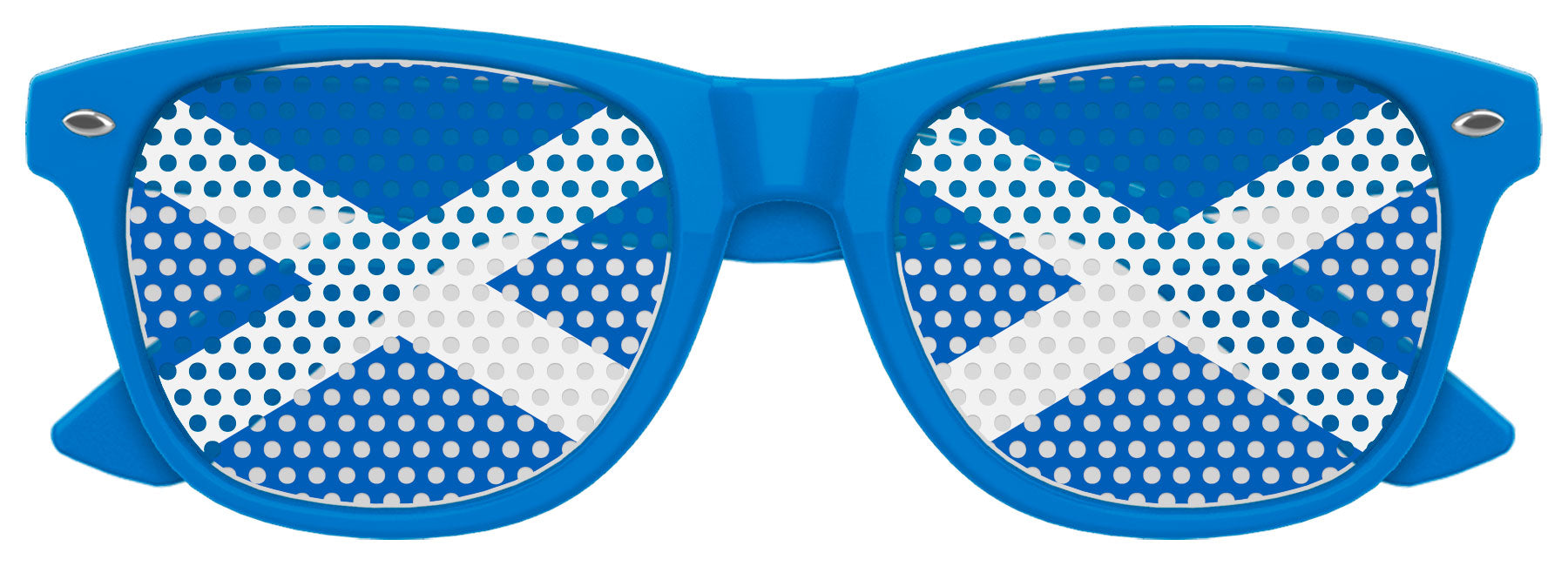 Blue Scotland flag sunglasses by Funglasses, featuring the iconic Scottish flag design and UV protection for World Cup celebrations.