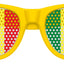 Funglasses with Senegal flag design for World Cup party, yellow and green lenses, and black frame.