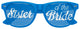 Pair of blue Funglasses Sister of the Bride wedding party sunglasses with tinted lenses and stylish frame, perfect for bridal celebrations.