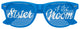 Funglasses Sister of the Groom wedding party sunglasses in blue with white lettering, stylish accessory for wedding celebration.