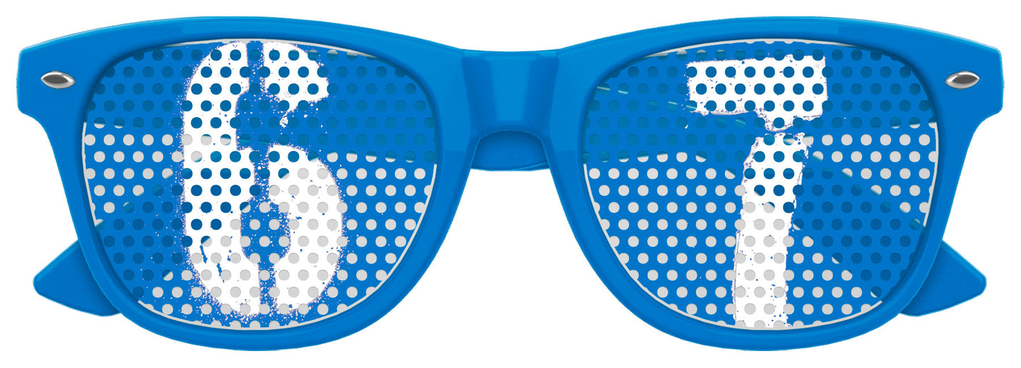 Funglasses SIX SEVEN Party Sunglasses in blue with wide frames and tinted lenses, stylish accessories for parties and events.