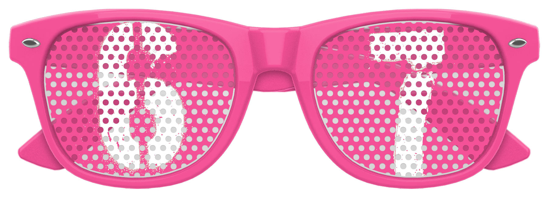 Pink SIX SEVEN Party Sunglasses by Funglasses with bold frames and tinted lenses, stylish for festive occasions.