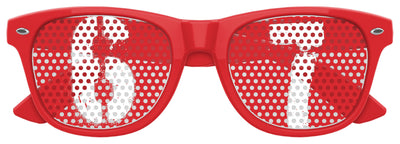 Red SIX SEVEN Party Sunglasses by Funglasses with bold, stylish frames and dark tinted lenses for a trendy look.