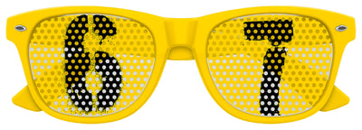 Yellow SIX SEVEN Party Sunglasses by Funglasses with colorful frames and stylish design for fun occasions.