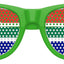 Funglasses with South Africa flag design for World Cup party, green tinted lenses and patriotic print on the frame.